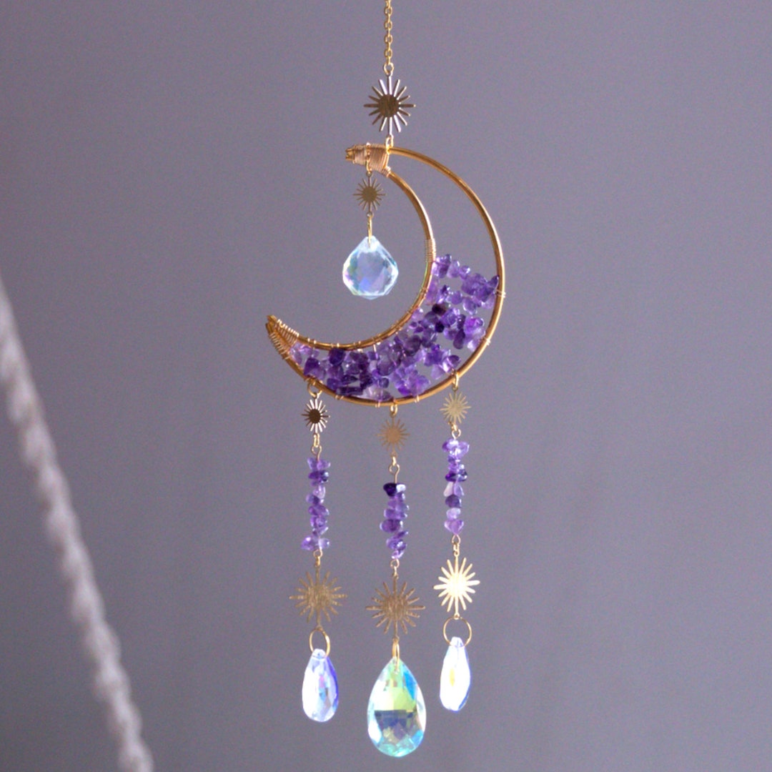 Suncatcher/ Moon/ Crystal Suncatcher/ Hanging Crystal/ Etsy