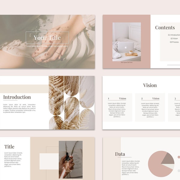 Beautiful Warm Tone Powerpoint Template - Elegant, feminine, classy, presentation slides