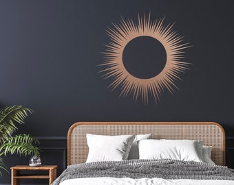 Sun metal wall art, modern boho sun burst, sunrise / sunset wall decor, minimalist sun art, celestial decor, black, bronze, silver and white