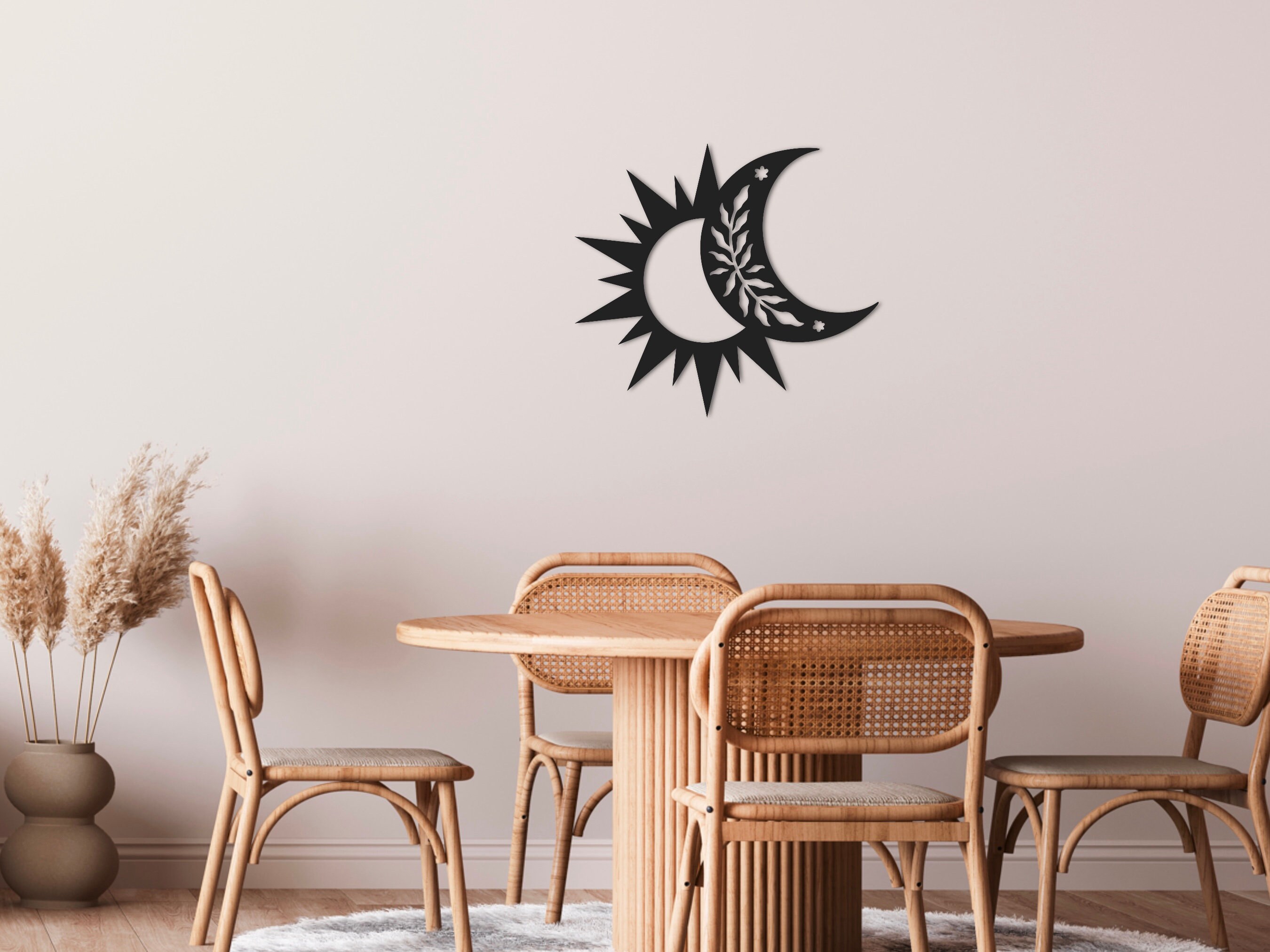 Sun and Moon Metal Wall Art, Modern Boho Celestial Home Decor, Indoor ...