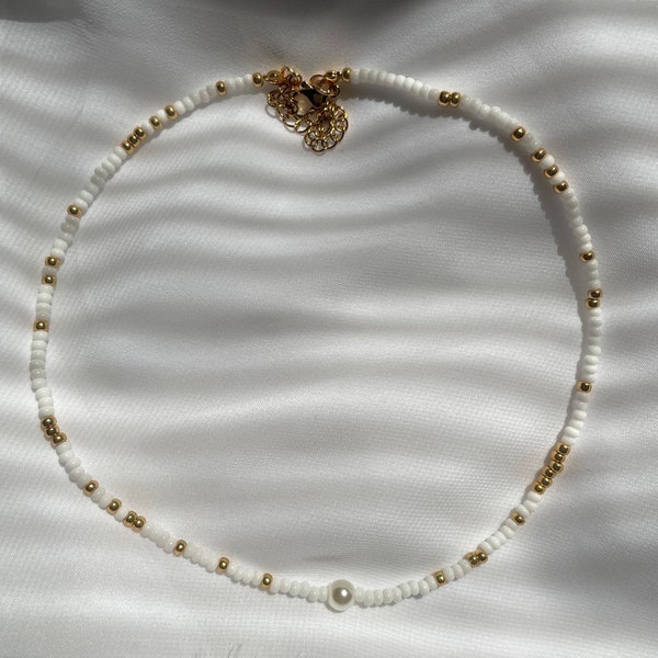 BELLYS White, Gold, and Pearl NECKLACE from The Summer I Turned Pretty, Elegant Handmade Beaded Jewelry, Unique Gift for her