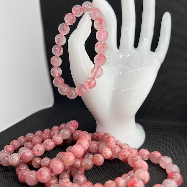 Natural Ice Rhodonite Sakura Cherry Blossom Sakura Rain bracelet