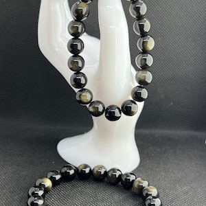 High Quality Golden Obsidian, Silver Obsidian and Rainbow Obsidian Bracelet