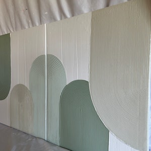 Set of Sage Abstract Canvas Paintings – Boho Minimalist Textured Wall Art for Modern Living Room & Home Decor