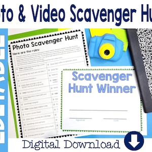 EDITABLE Photo and Video Scavenger Hunt, Ice Breaker for Staff, Teachers, Adults & Teens, Scavenger Hunt for Kids, Adults, Teens, Homeschool