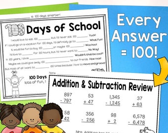 100 Days of School Math & Writing Activity (Digital Download)