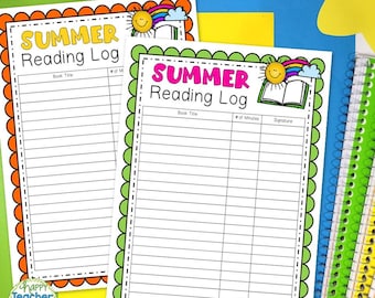 Summer Reading Log for Kids | 4 Color Choices | Summer Reading Tracker (Digital Download PDF)