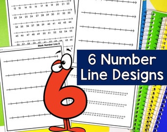 Blank Number Lines | 6 Number Line Worksheets | Blank Number Lines & Numbers Filed In | Number Line Printable for Kids | Math Number Lines