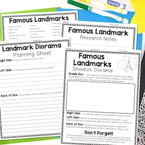 Landmarks Research Project | Use with ANY Famous World or US Landmark | Famous Landmarks Project for Kids | Research a Landmark | Diorama