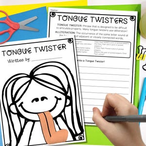 Tongue Twisters | Awesome, Amazing Alliteration Activity | Alliteration Worksheet | Tongue Twisters for Kids | Digital Download PDF