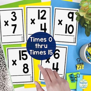 Cartes flash de multiplication jusqu'à 15, Cartes flash de multiplication imprimables jusqu'à 15, Multiplication jusqu'à 15, Multiplication à la maison
