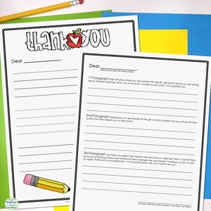 Plantilla de carta de agradecimiento de un estudiante / Cómo escribir una carta de agradecimiento / Nota de agradecimiento guiada de un niño / Carta de agradecimiento de un niño