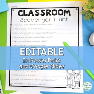 EDITABLE Classroom Scavenger Hunt  | Fun Back to School Activity | Get to Know Your Classroom Activity for Kids | School Scavenger Hunt