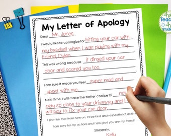 Kids Apology Letter Printable | Apology Template for Children | How to Write Apology Letter | Apology Note for Kid | Apology Card