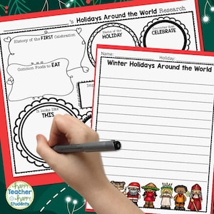 Winter Holidays Around the World Research Activity | Holidays Around the World Graphic Organizer | Digital PDF | Christmas Around the World