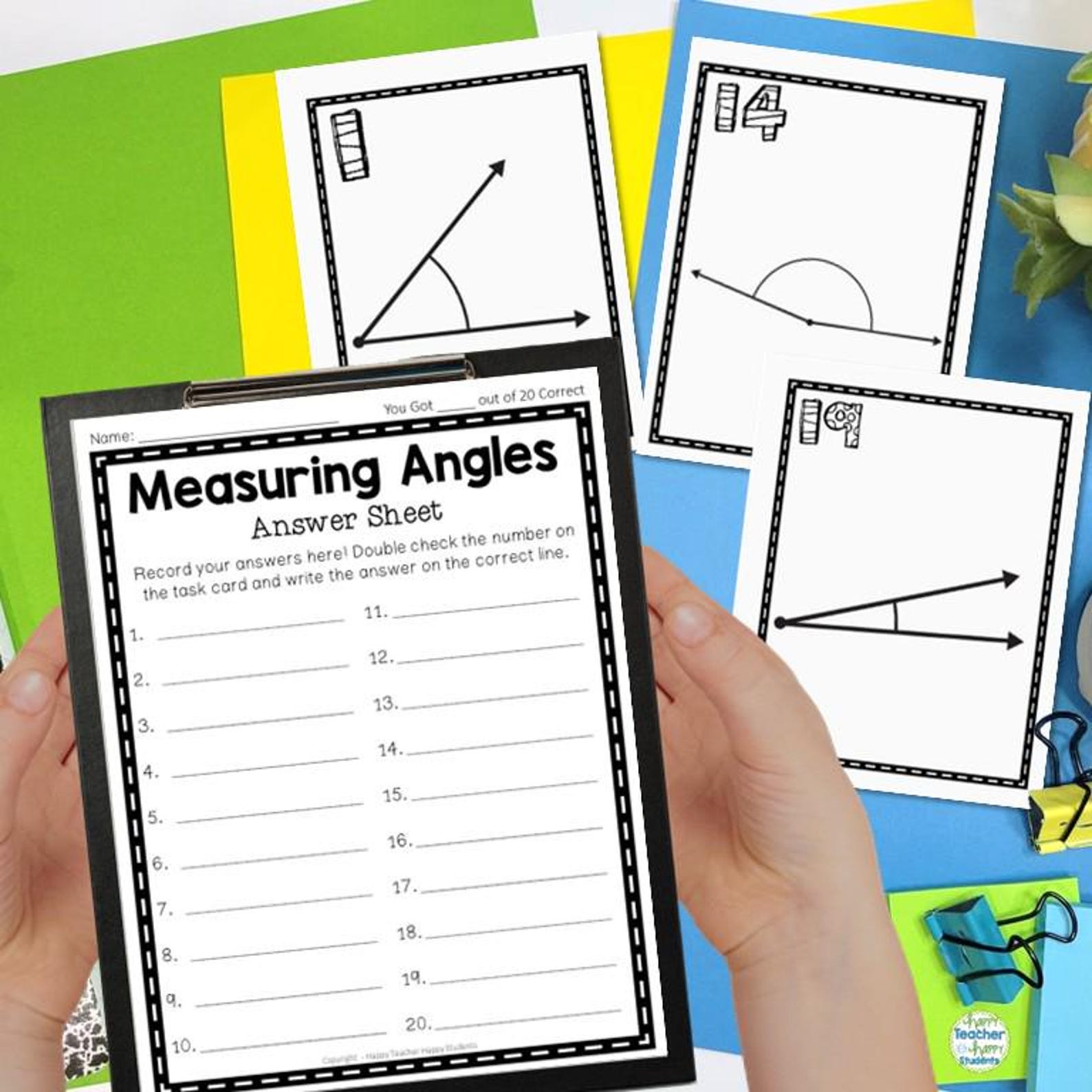 Measuring Angles Scavenger Hunt Game: 20 Measuring Angles Task Cards up ...