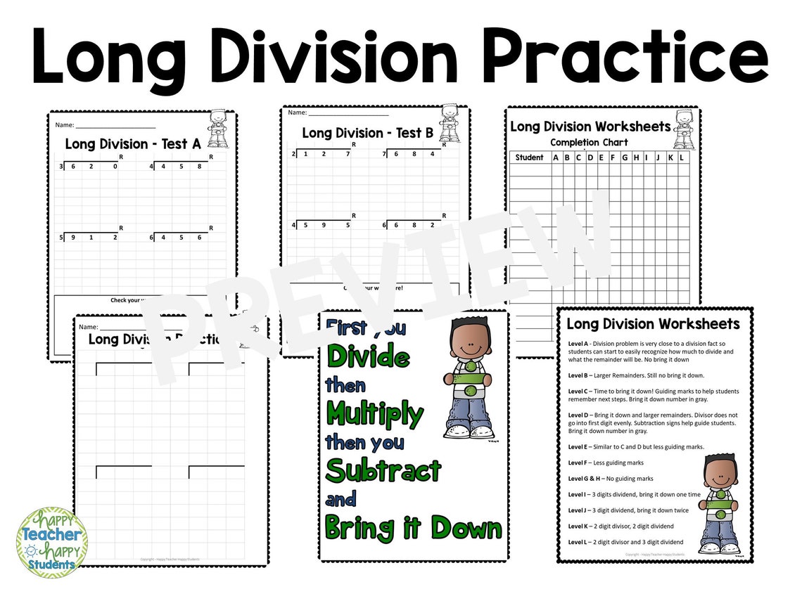 Leveled Long Division Worksheets and Tests: Homeschool Practice ...