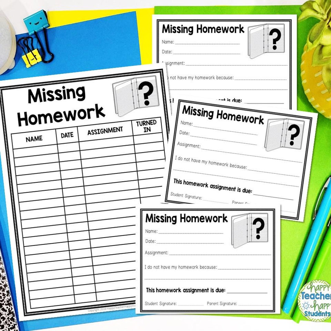 Missing Homework Note & Recording Sheet (digital Download) - Etsy