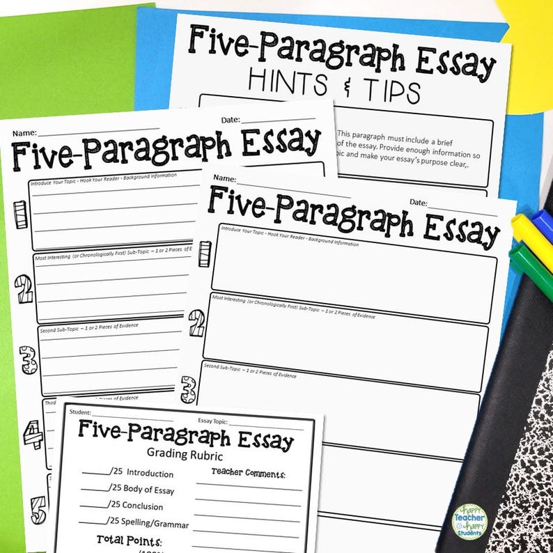 5 paragraph essay graphic organizers for kids