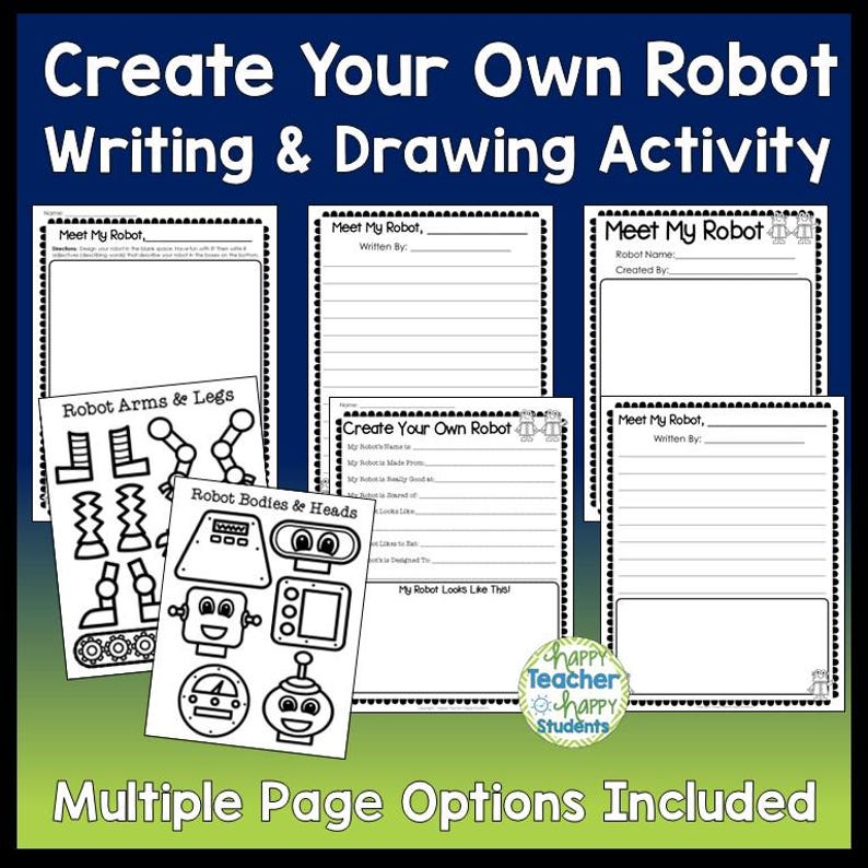 Robotics Activity Sheets Create Your Own Robot Activity: STEM Robot Craft Worksheets (digital ...