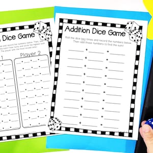 Addition Game 4 Worksheets Addition Game Printable, Addition Worksheets, Addition Facts Game, Addition Practice for Kids Digital Download