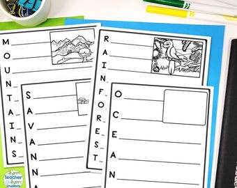Habitats Writing Activity, 10 Acrostic Poem Writing Templates (Digital Download)