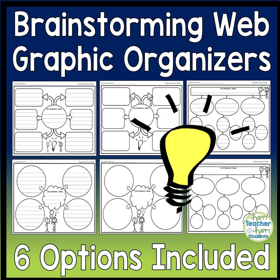 Printable Brainstorming Graphic Organizer Brainstorm Web for Kids Mind ...