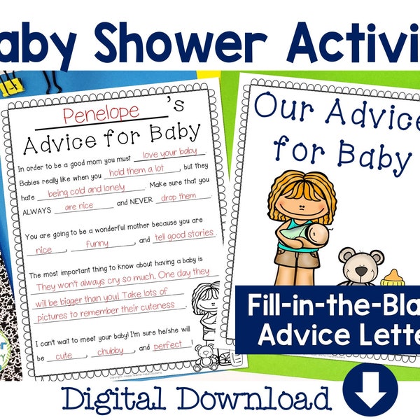 Advice for Baby | Baby Shower Game for Kid | Baby Shower Advice Cards | Last Minute Baby Shower Gift | Advice for Mom & Dad Instant Download
