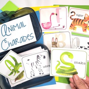 A-Z Animal Charades | 52 Animal Charade Cards | A Fun Alphabet Game for Kids | Digital Download | Charades Game Homeschool Learning