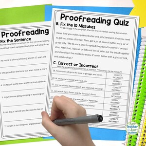 2-Page Editing and Proofreading Test | Capitalization and Punctuation Quiz | Proofreading Quiz for Kids | Proofreading Practice for Kids PDF