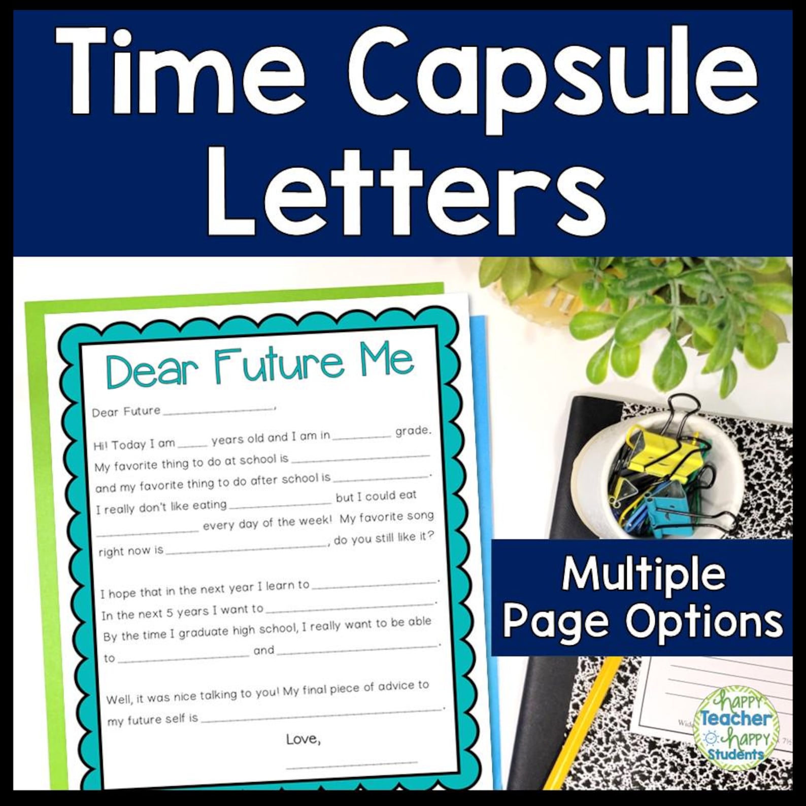 Printable Time Capsule Letter Template, Letter to Future Self, Time Capsule Printable for Kids ...