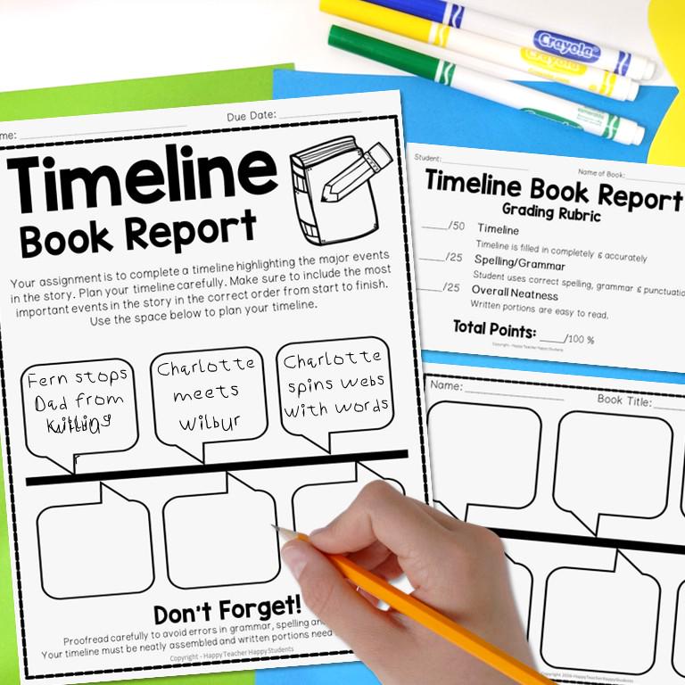 Fictional Timeline Example Timeline Book Report Template for Fiction or Non-fiction | Timeline for ...