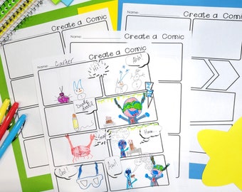 Comic Strip Templates: Blank Comic Book Paper (Digital Download)