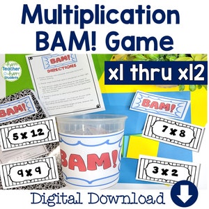 Multiplication Game | Multiplication BAM Game | Multiplication Zap, Kaboom | Printable Multiplication Game for Kids | Multiplication Facts