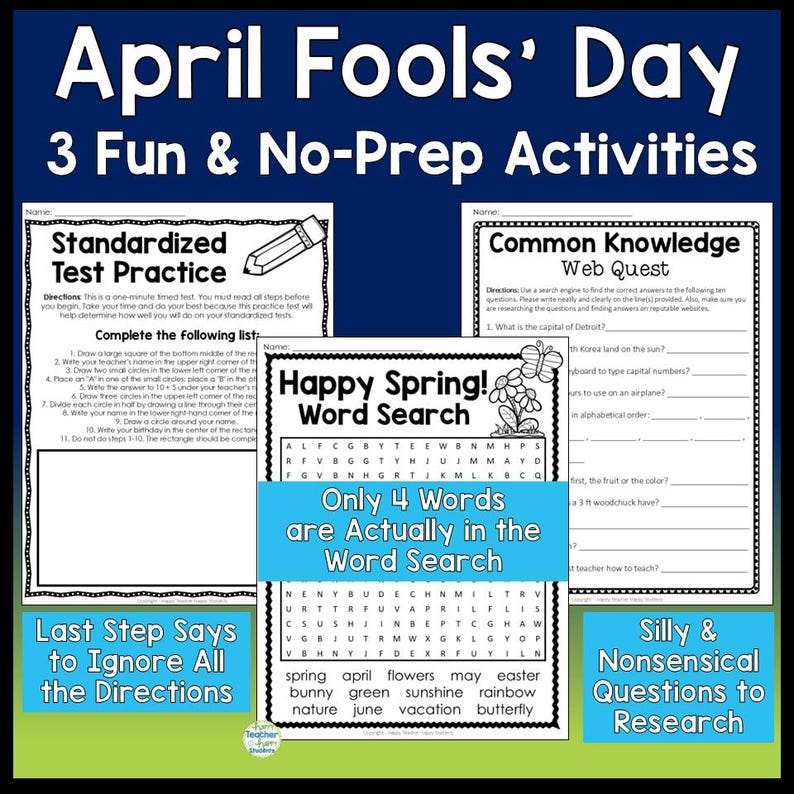 April Fools Day Tricks for Kids | Fake Word Search & Tricky Test | 3 ...
