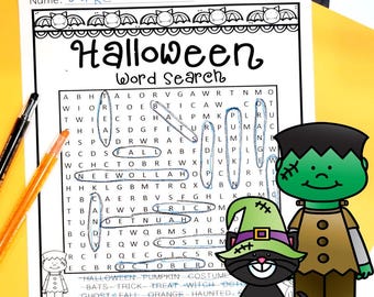 Halloween Word Search Activity | Digital Download | Halloween Word Search Printable for Kids | Perfect for Kids Halloween Party Activity
