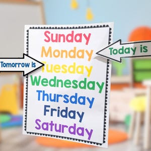 Dagen van de week-poster, dagen van de week-bord voor kinderen, maanden van het jaar-poster, maanden van het jaar afdrukbaar, dagelijkse leskalender