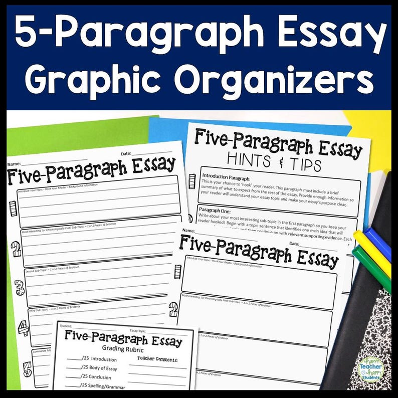 Aufsatz Grafik Organizer: 5 Absatz Vorlage mit Tipps (Digitaler Download) Bild 4