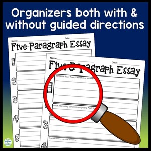 Aufsatz Grafik Organizer: 5 Absatz Vorlage mit Tipps (Digitaler Download) Bild 3