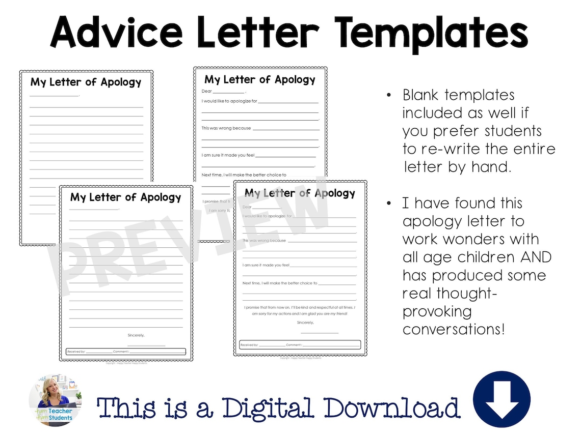 Kids Apology Letter Printable Apology Template for Children How to