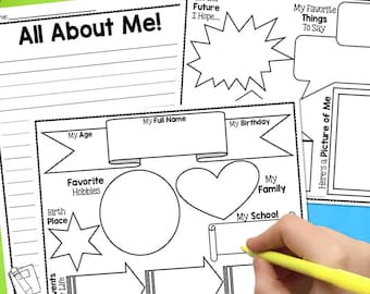 Autobiography Graphic Organizer: All About Me Writing Paper (Digital Download)