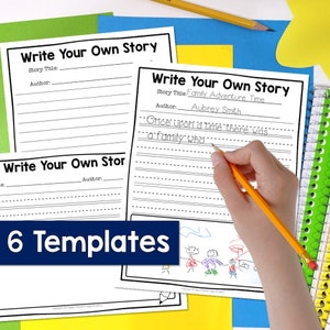 Story Writing Paper | 6 Story Paper Templates | Printable Handwriting Paper | Handwriting Homeschool Printable | Writing Practice | Download