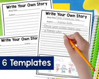 Story Writing Paper | 6 Story Paper Templates | Printable Handwriting Paper | Handwriting Homeschool Printable | Writing Practice | Download