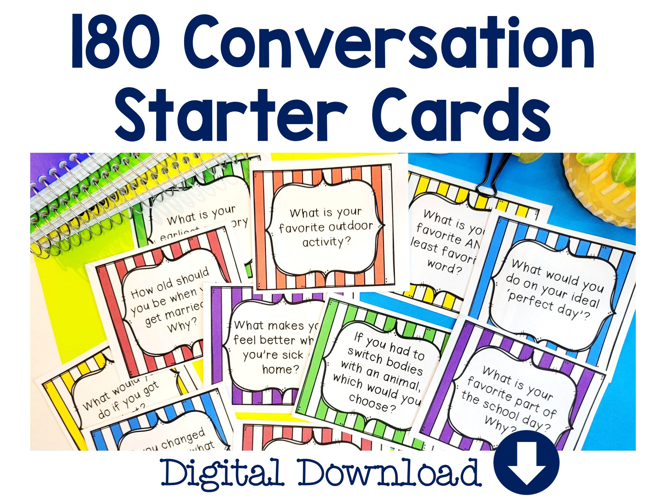 180 Conversation Starters Questions for Kids, Question Cards ...