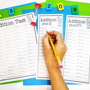 Test a tempo sulle addizioni +1 - +10, Test a tempo sulle addizioni, Nozioni di matematica sulle addizioni, Fogli di lavoro sulle addizioni, Asilo, Prima elementare, Scuola a domicilio