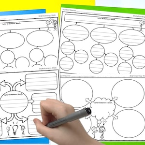 Druckbare Brainstorming Grafik Organizer | Ideennetz für Kinder |  Kinderbuch | Brainstorming-Vorlage | Brainstorm Mind Map Vorlage