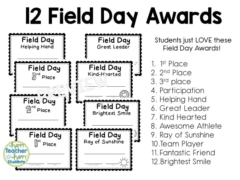 Field Day Awards Certificates Field Day Word Search & Writing Etsy