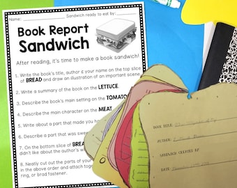 Book Report Sandwich: Directions, Photos and Rubric | Digital Download | Book Report Template | Book Report Idea for Kids | Book Project PDF