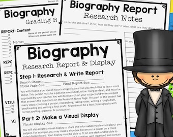 Biography Research Report Project for Kids (Digital Download)