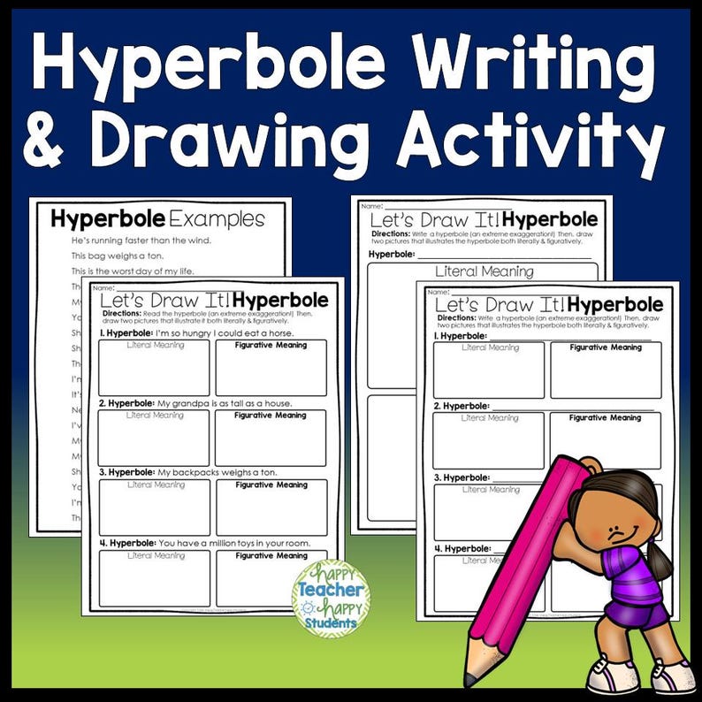 Hyperbole Activities: Write & Draw Hyperbole Worksheets | Hyperbole ...